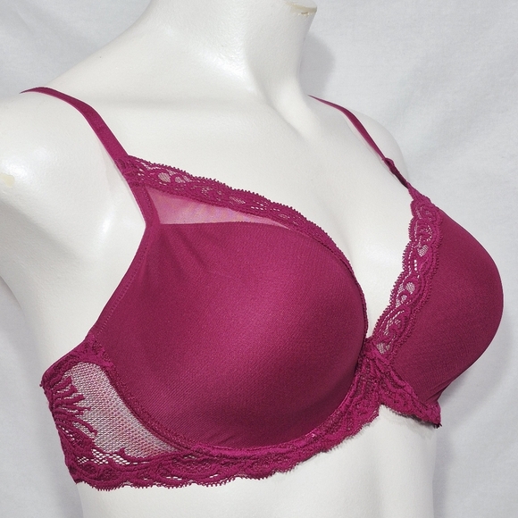 Natori 730023 Feathers Lace Trim Underwire Bra Wine NWOT - Picture 3 of 5
